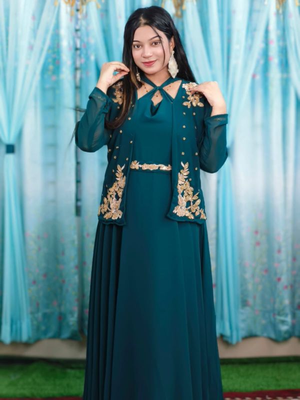 Georgette Short Koti Gown