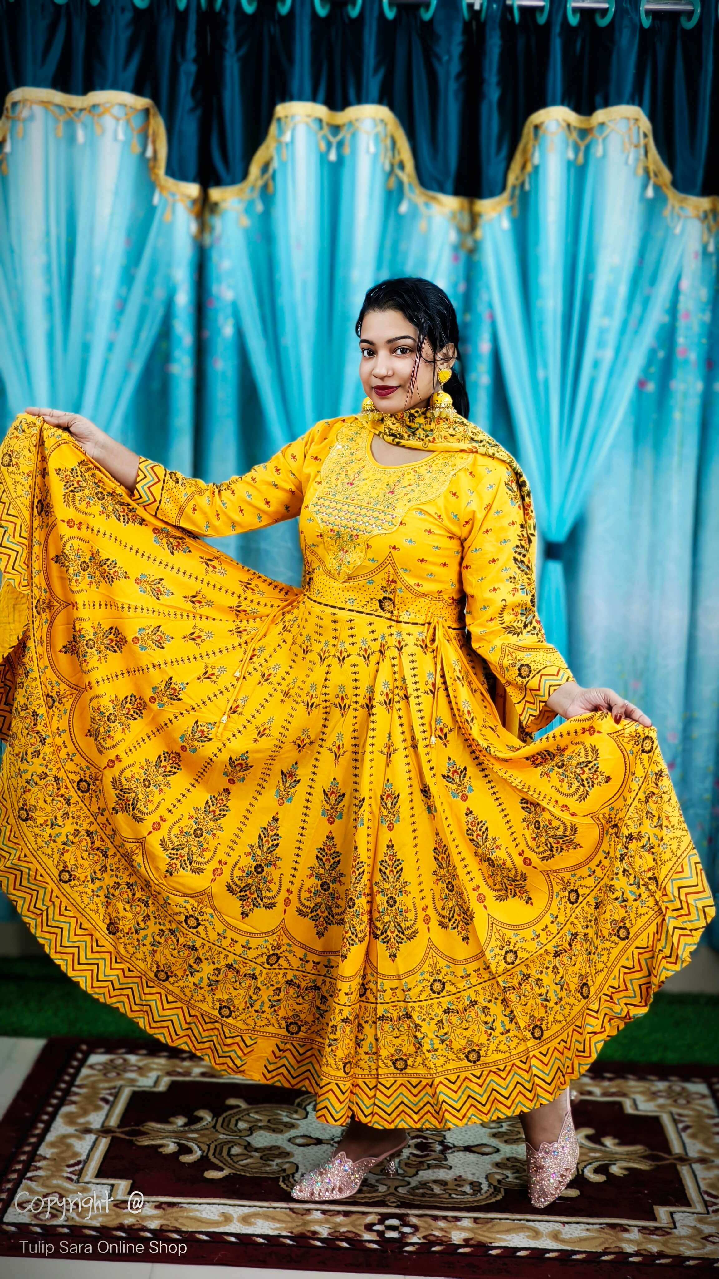 Nokshi-2 gown (Yellow)